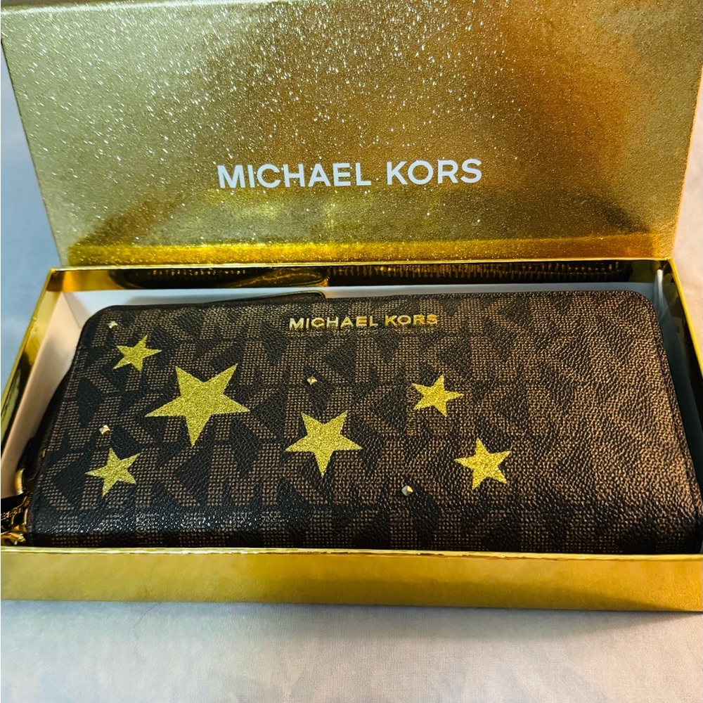 Michael Kors Black and Gold Star Wallet